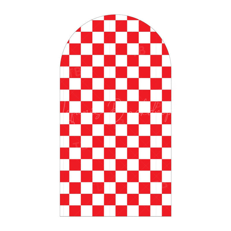 Lofaris Classic Checkered Pattern Arch Backdrop Crisp Grid Patterns With Clean Lines Elegant Party Decorations