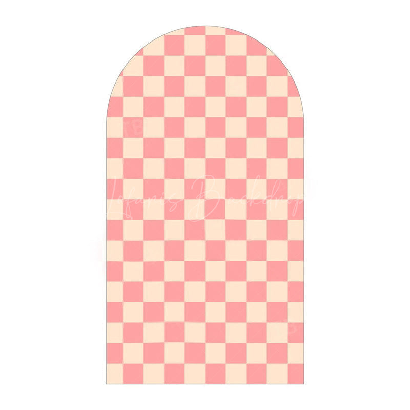 Lofaris Classic Checkered Pattern Arch Backdrop Crisp Grid Patterns With Clean Lines Elegant Party Decorations