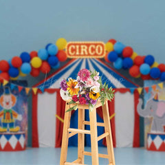 Lofaris Classic Circus Cake Smash Photography Backdrop Red Blue and Yellow Big Top Tent First Birthday Photo Prop for Boy