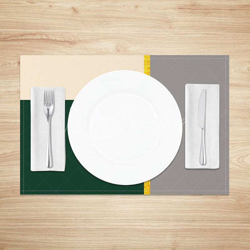 Lofaris Classic Dark Green and Grey Placemats Set of 4 Modern Abstract Design for Elegant Dining Table Decor