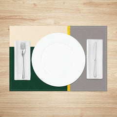Lofaris Classic Dark Green and Grey Placemats Set of 4 Modern Abstract Design for Elegant Dining Table Decor