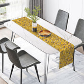 Lofaris Classic Floral Table Runner with Yellow and Purple Botanical Leaves for Traditional Dining Room Decor