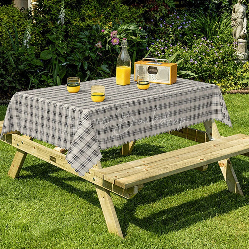 Lofaris Classic Grey Plaid Rectangle Tablecloth Simple Farmhouse Checkered Pattern Modern Neutral Kitchen Decor