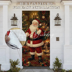Lofaris Classic Jolly Santa Claus with Gifts and Christmas Tree Fireplace Door Cover Festive Winter Holiday Party Decor