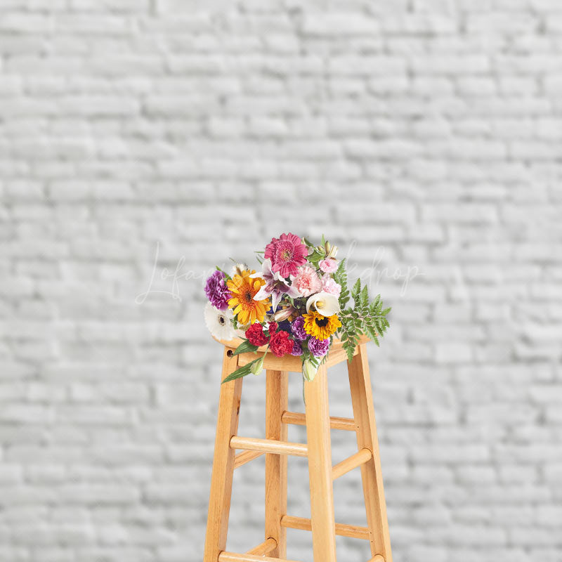 Lofaris Classic Pure White Brick Wall Photography Backdrop