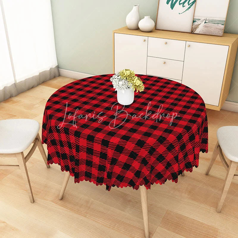 Lofaris Classic Red and Black Buffalo Check Round Tablecloth Rustic Farmhouse Plaid Holiday Kitchen Dining Decor