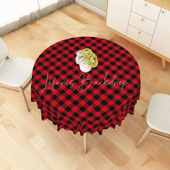Lofaris Classic Red and Black Buffalo Check Round Tablecloth Rustic Farmhouse Plaid Holiday Kitchen Dining Decor