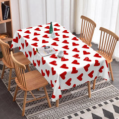 Lofaris Classic Red Heart Scatter Rectangle Tablecloth Bold Love Pattern on White Valentine Anniversary Party Decor