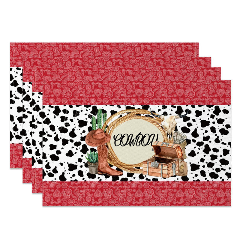 Lofaris Classic Retro Patterns Cowboy Set of 4 Placemats