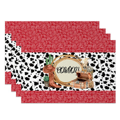 Lofaris Classic Retro Patterns Cowboy Set of 4 Placemats