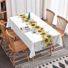 Lofaris Classic Sunflower Pure White Rectangle Tablecloth