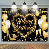 Lofaris Classical Balloon Glitter Flags Birthday Backdrop