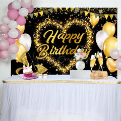 Lofaris Classical Balloon Glitter Flags Birthday Backdrop