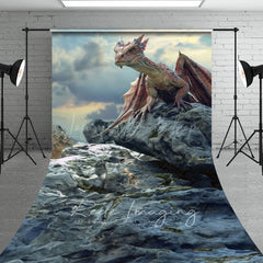 Lofaris Cloud Rocks Welsh Dragon Natural Scene Sweep Backdrop