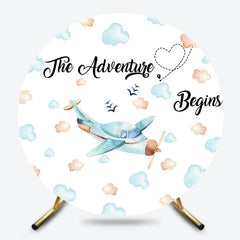 Lofaris Clouds Airplane The Adventure Begins Round Backdrop