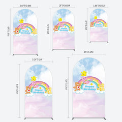Lofaris Clouds Rainbow Cute Bear Happy Birthday Arch Backdrop