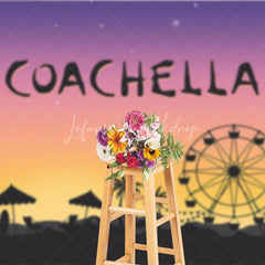 Lofaris Coachella Theme Music Festival Backdrop Sunset Palm Trees and Ferris Wheel Party Decor