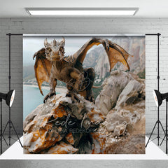 Lofaris Coast Rocks Welsh Dragon Natural Scene Photo Backdrop