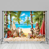 Lofaris Coconut Tree Beach Sky Christmas In July Backdrop