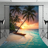 Lofaris Coconut Trees By Beach Sunset Summer Sweep Backdrop