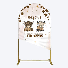 Lofaris Coffee Cow Pattern Im One Birthday Arch Backdrop