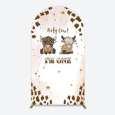 Lofaris Coffee Cow Pattern Im One Birthday Arch Backdrop