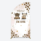 Lofaris Coffee Cow Pattern Im One Birthday Half Moon Arch Backdrop