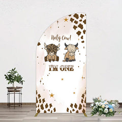 Lofaris Coffee Cow Pattern Im One Birthday Half Moon Arch Backdrop