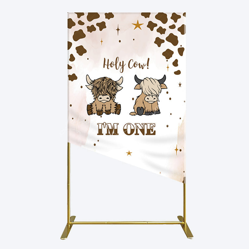 Lofaris Coffee Cow Pattern Im One Birthday Rectangle Backdrop
