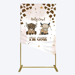 Lofaris Coffee Cow Pattern Im One Birthday Rectangle Backdrop