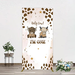 Lofaris Coffee Cow Pattern Im One Birthday Rectangle Backdrop