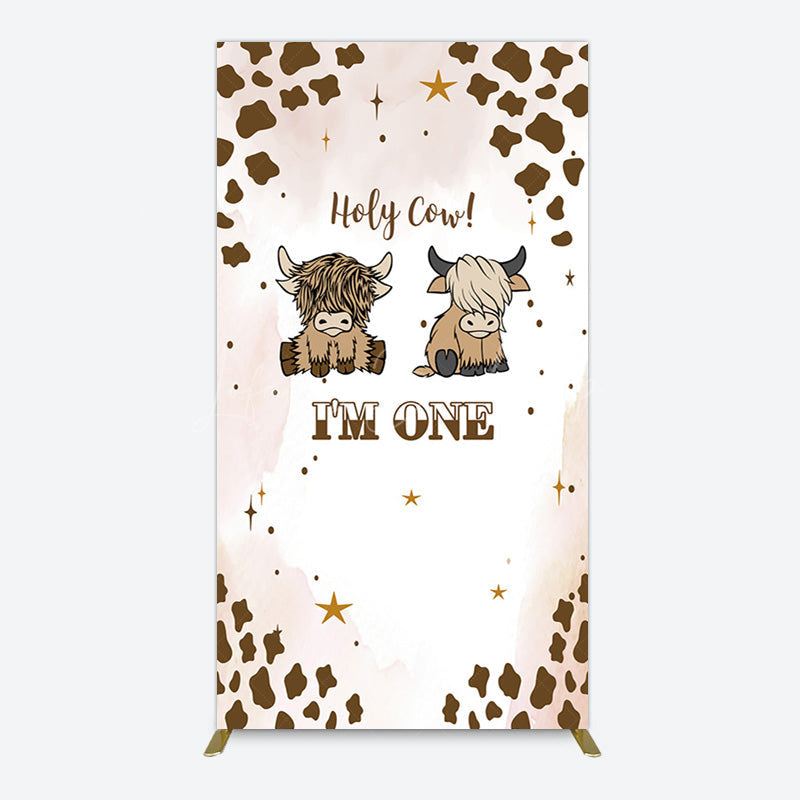 Lofaris Coffee Cow Pattern Im One Birthday Rectangle Backdrop