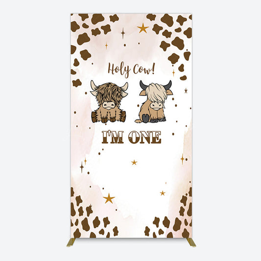 Lofaris Coffee Cow Pattern Im One Birthday Rectangle Backdrop