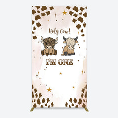 Lofaris Coffee Cow Pattern Im One Birthday Rectangle Backdrop