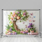 Lofaris Color Balloon Tree Floral Butterfly Cake Smash Backdrop