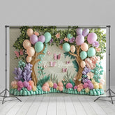 Lofaris Color Balloons Floral Trees Fairy Cake Smash Backdrop
