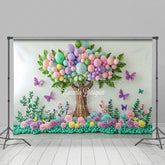 Lofaris Color Balloons Tree Butterfly Cake Smash Backdrop