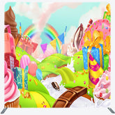 Lofaris Color Candyland Rainbow Birthday Pillow Case Backdrop