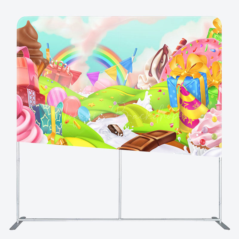 Lofaris Color Candyland Rainbow Birthday Pillow Case Backdrop