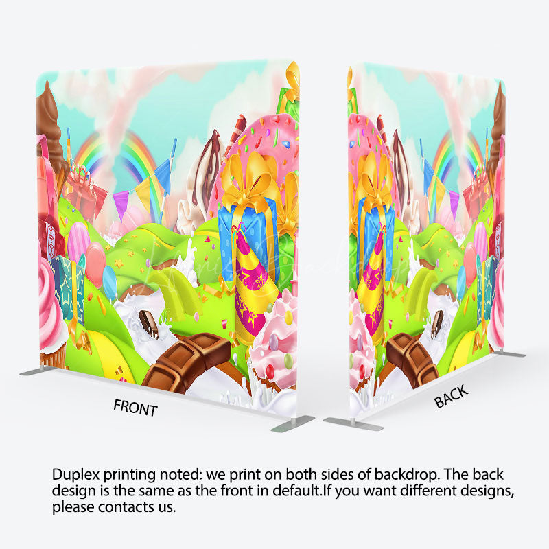 Lofaris Color Candyland Rainbow Birthday Pillow Case Backdrop