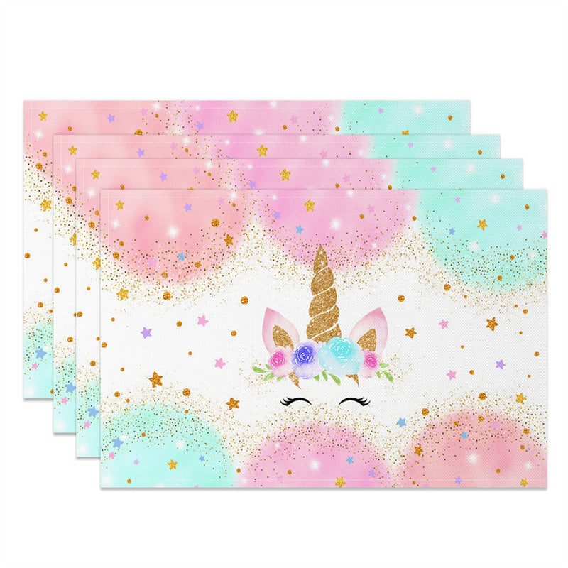 Lofaris Color Cloud Sparkle Stars Unicorn Set of 4 Placemats