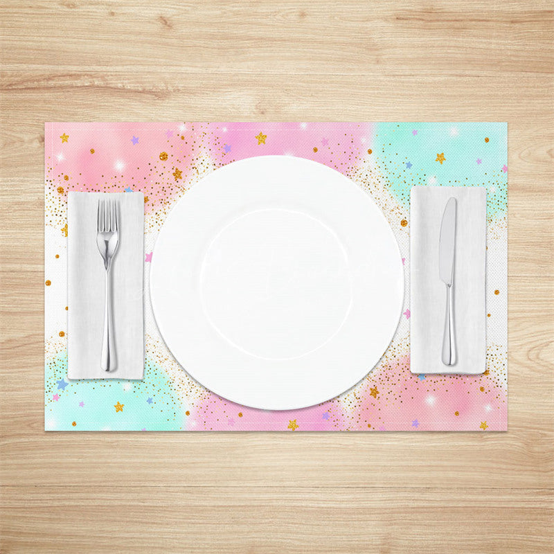 Lofaris Color Cloud Sparkle Stars Unicorn Set of 4 Placemats