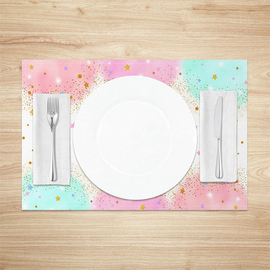 Lofaris Color Cloud Sparkle Stars Unicorn Set of 4 Placemats