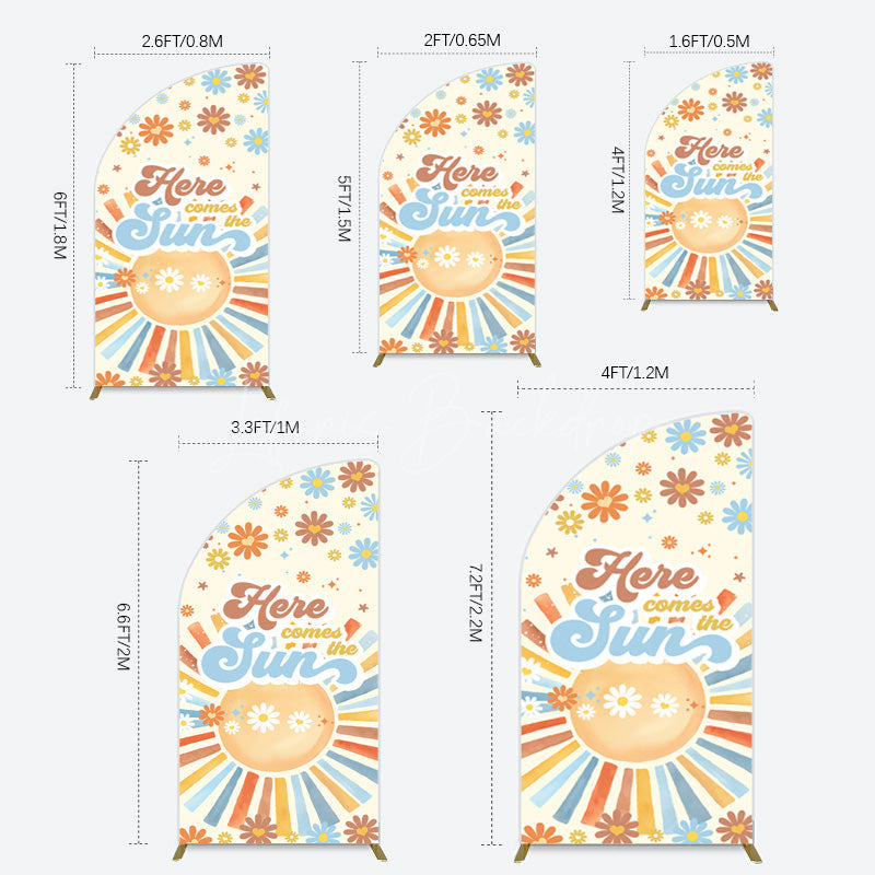 Lofaris Color Daisy Here Comes The Sun Birthday Half Moon Arch Backdrop
