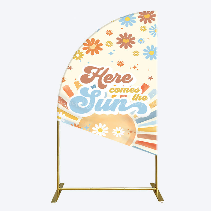 Lofaris Color Daisy Here Comes The Sun Birthday Half Moon Arch Backdrop