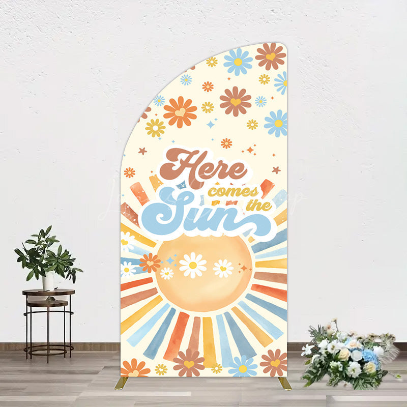 Lofaris Color Daisy Here Comes The Sun Birthday Half Moon Arch Backdrop