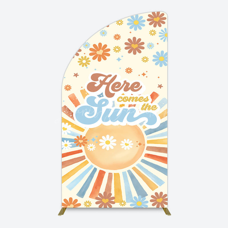 Lofaris Color Daisy Here Comes The Sun Birthday Half Moon Arch Backdrop