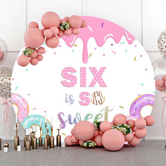 Lofaris Color Donut Candy Cream Six Is So Sweet Round Backdrop
