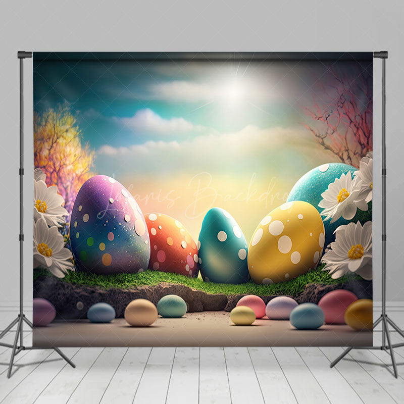 Lofaris Color Eggs Bunny Spring Easter Room Set Backdrop