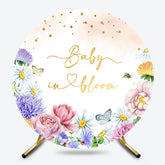 Lofaris Color Floral Baby In Bloom Round Gender Reveal Backdrop